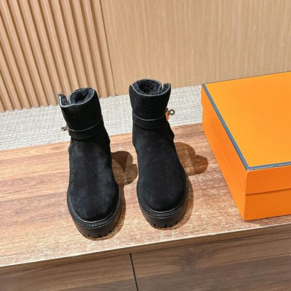 replica,schuhe,beste,kaufen,1:1,besten,seiten,Replik,turnschuhe,sneakers Hermes Herbst/Winter Martin Boots mit Fleecefutter und Metallschnallen (Z84A6)
