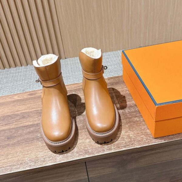 replica,schuhe,beste,kaufen,1:1,besten,seiten,Replik,turnschuhe,sneakers Hermes Martin-Stiefel aus Leder mit Fleecefutter für Herbst/Winter und Metallschnallen (F398U)