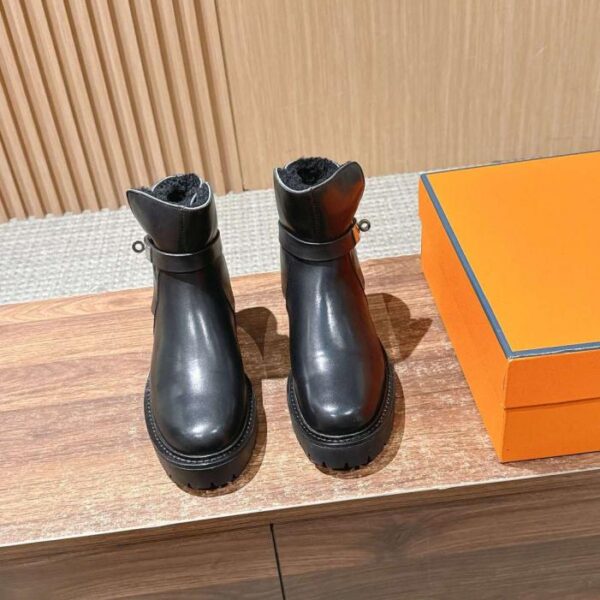 replica,schuhe,beste,kaufen,1:1,besten,seiten,Replik,turnschuhe,sneakers Hermes Martin-Stiefel aus Leder mit Fleecefutter für Herbst/Winter und Metallschnallen (OSXZ0)