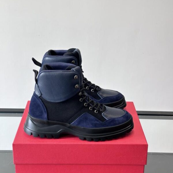 replica,schuhe,beste,kaufen,1:1,besten,seiten,Replik,turnschuhe,sneakers Boutique / Ferragamo Plateau-Schnürstiefeletten aus einer Wildleder- und Stoffkombination (5JIXH)