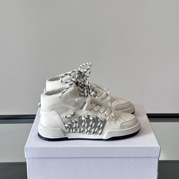 Boutique / Christian Dior First New Couple Size Hollow-Out Two-Tone Lace High-Top Sneakers (7MU8N)