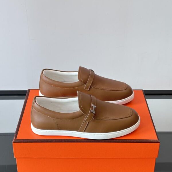 Boutique / Hermes Kiddy Loafers, Kalbsleder und Ziegenveloursleder, Schnürschuhe (AD1HX)