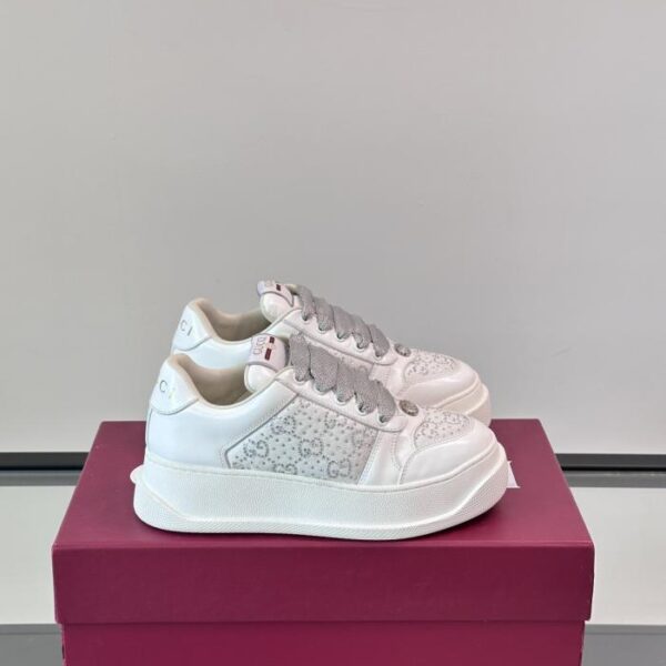 replica,schuhe,beste,kaufen,1:1,besten,seiten,Replik,turnschuhe,sneakers Boutique / Gucci Double Screener Strassbesetzte Plateau-Sneaker, Neueste Chubby-Style-Variante, Used-Look, Freizeitschuhe für Paare (T9CI3)