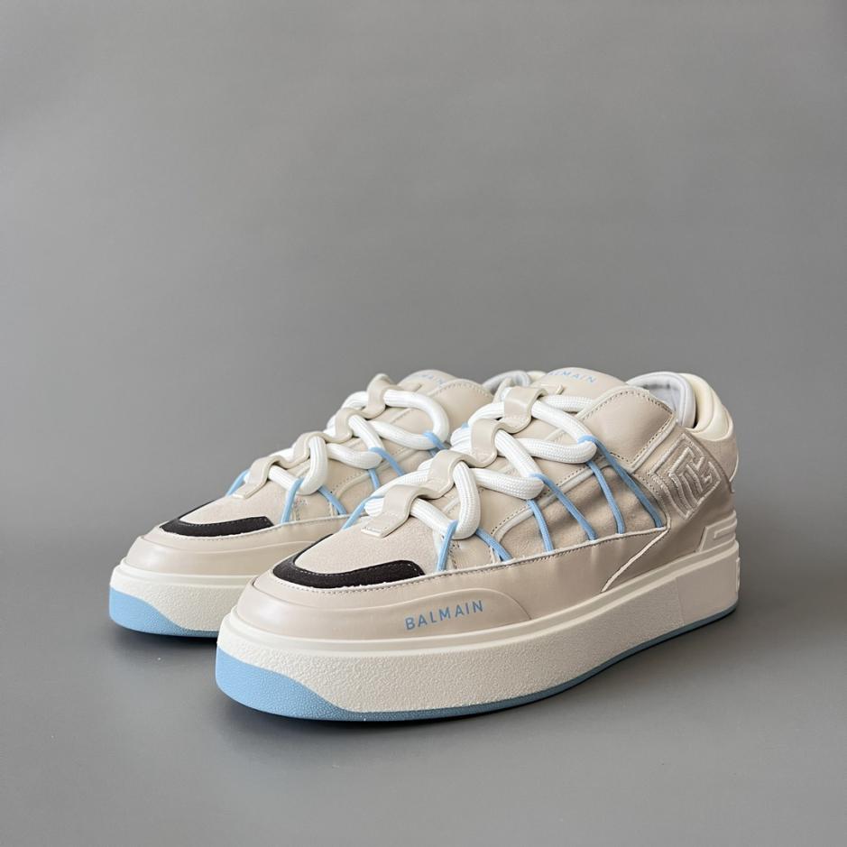 replica,schuhe,beste,kaufen,1:1,besten,seiten,Replik,turnschuhe,sneakers BALMAIN B-Court Logo bestickte Low-Top-Sneaker für Herren (HJ4E0)
