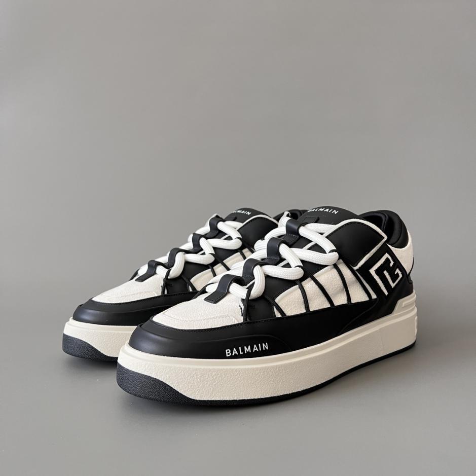 replica,schuhe,beste,kaufen,1:1,besten,seiten,Replik,turnschuhe,sneakers BALMAIN B-Court Logo bestickte Low-Top-Sneaker für Herren (TLLFY)