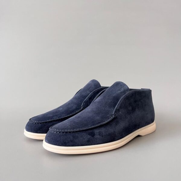Loro Piana Open Walk Wildleder-Schuhe mit Biberfellbesatz und runden Zehenkappen für Herren (O9981)
