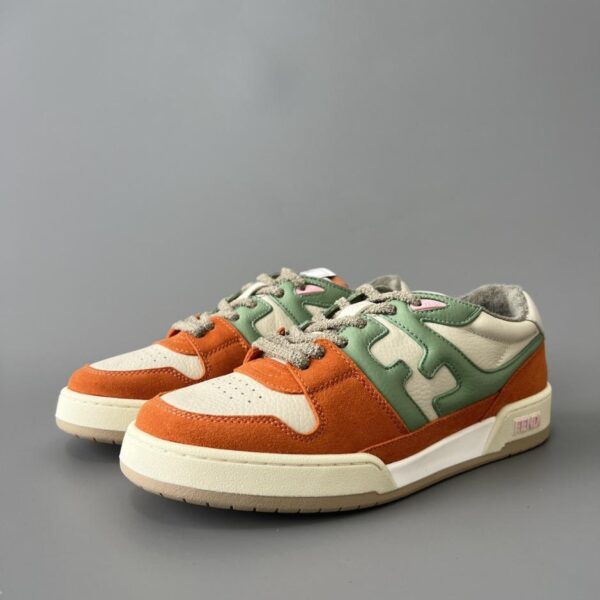 replica,schuhe,beste,kaufen,1:1,besten,seiten,Replik,turnschuhe,sneakers FENDI Match Retro Patchwork Sneakers, Orange/Grün, Unisex-Stil (VYO07)