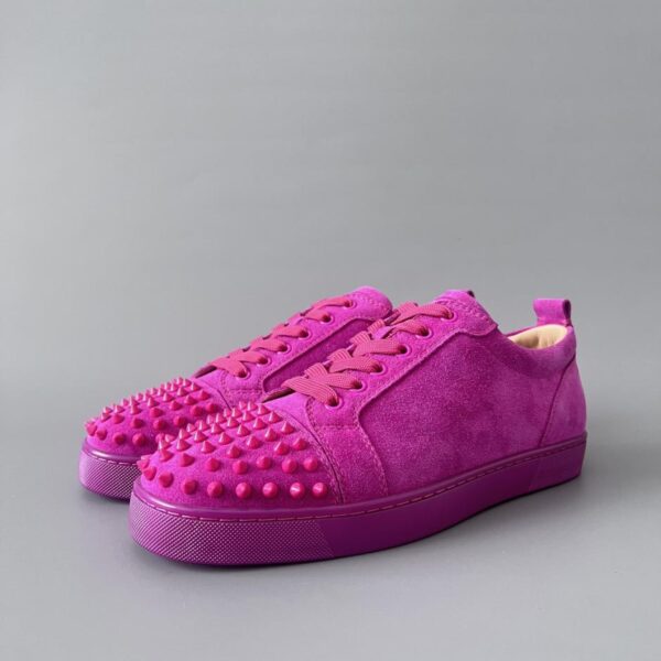 replica,schuhe,beste,kaufen,1:1,besten,seiten,Replik,turnschuhe,sneakers Christian Louboutin Louis Junior Spikes Studded Low-Top Sneakers, Fuchsia (B4VXA)