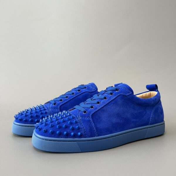 replica,schuhe,beste,kaufen,1:1,besten,seiten,Replik,turnschuhe,sneakers Christian Louboutin Louis Junior Spikes Studded Low-Top Sneakers, Blau (XEGMX)