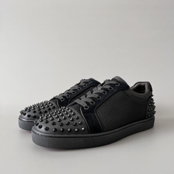 replica,schuhe,beste,kaufen,1:1,besten,seiten,Replik,turnschuhe,sneakers Christian Louboutin Louis Junior Spikes Low-Top-Sneaker, schwarz (GR5SZ)