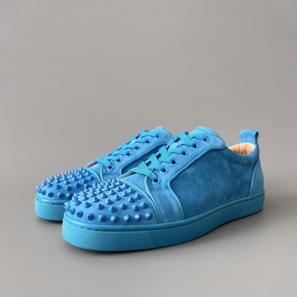 replica,schuhe,beste,kaufen,1:1,besten,seiten,Replik,turnschuhe,sneakers Christian Louboutin Louis Junior Spikes Nietenbesetzte Leder-Sneaker, Blau (WGYR5)
