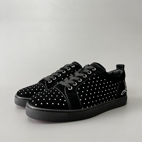 replica,schuhe,beste,kaufen,1:1,besten,seiten,Replik,turnschuhe,sneakers Christian Louboutin Louis Junior Spikes Silver Diamond Low-Top Sneakers (21ONV)