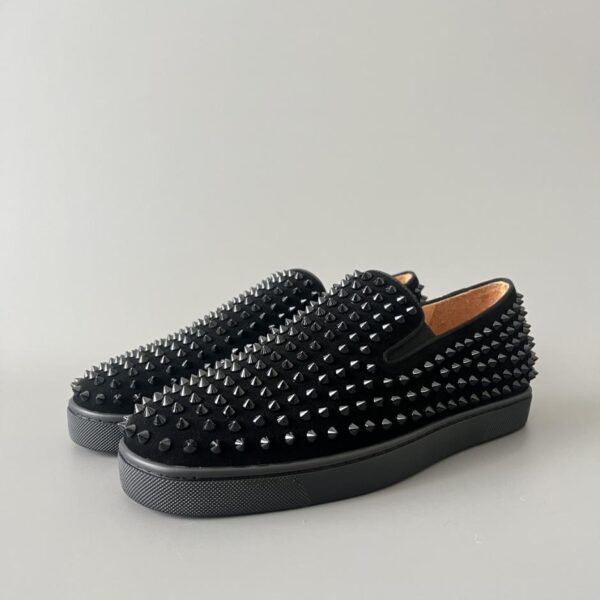 replica,schuhe,beste,kaufen,1:1,besten,seiten,Replik,turnschuhe,sneakers Christian Louboutin Roller-Boat Casual Studded Low-Top Slip-On Sneakers in Schwarz (FSTEG)