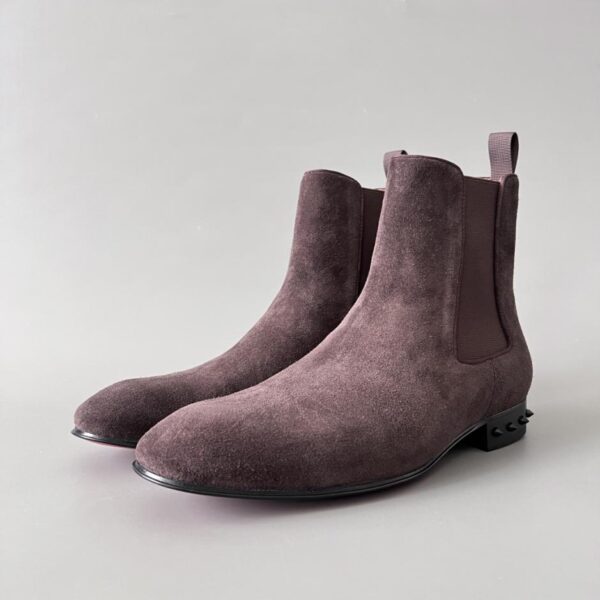 replica,schuhe,beste,kaufen,1:1,besten,seiten,Replik,turnschuhe,sneakers Christian Louboutin Chelsea Boots, Braun mit Nietenabsätzen (AV45K)