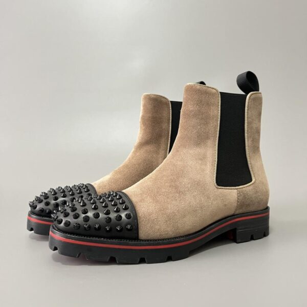 replica,schuhe,beste,kaufen,1:1,besten,seiten,Replik,turnschuhe,sneakers Christian Louboutin Chelsea Boots mit khakifarbenen Zehennieten (SG6W8)