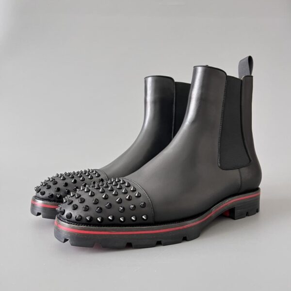 replica,schuhe,beste,kaufen,1:1,besten,seiten,Replik,turnschuhe,sneakers Christian Louboutin Chelsea Boots, schwarzes Kalbsleder mit Nieten (FDQEF)