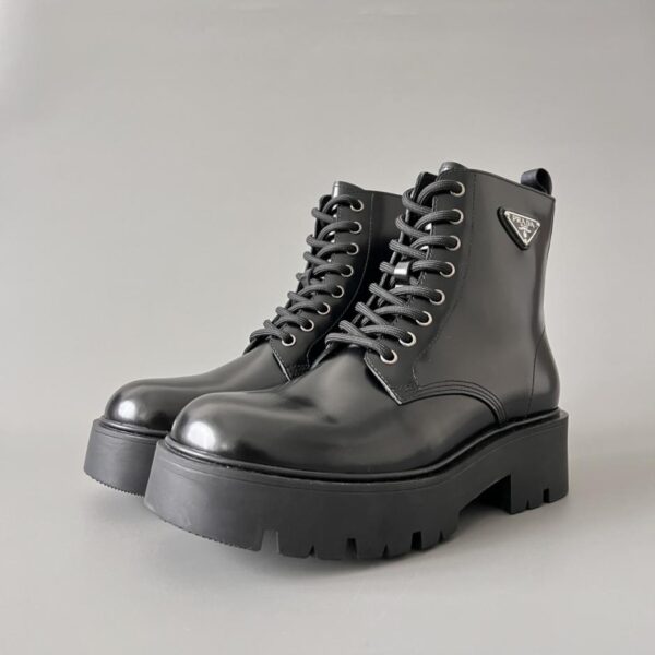 replica,schuhe,beste,kaufen,1:1,besten,seiten,Replik,turnschuhe,sneakers PRADA Schnürstiefeletten mit runder Zehenpartie und Plateau, schwarz, Herren (BGM4V)