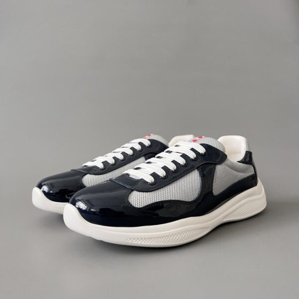 replica,schuhe,beste,kaufen,1:1,besten,seiten,Replik,turnschuhe,sneakers PRADA Schnürschuhe mit runder Zehenpartie, niedrige Passform, Herren, Grau/Dunkelblau (XT5M6)