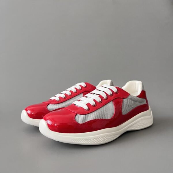 replica,schuhe,beste,kaufen,1:1,besten,seiten,Replik,turnschuhe,sneakers PRADA Schnürschuhe mit runder Zehenpartie, niedrig geschnitten, Herren, Weiß/Rot (CSIC5)