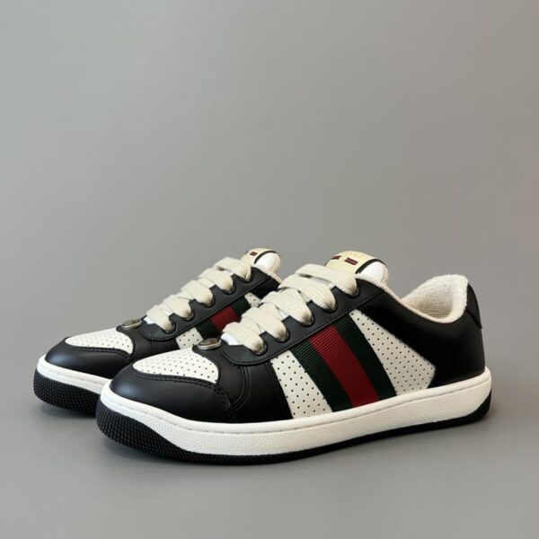 Gucci Screener Serie, Used-Look-Sneaker, schwarz-weißes Panda-Design, hochwertiges Unisex-Design (IF59Q)