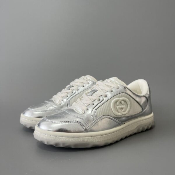 replica,schuhe,beste,kaufen,1:1,besten,seiten,Replik,turnschuhe,sneakers GUCCI MAC80 Flache Sneaker mit Schnürung, Silber, Damen (OWH13)