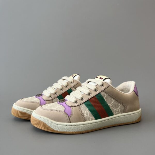 replica,schuhe,beste,kaufen,1:1,besten,seiten,Replik,turnschuhe,sneakers Gucci Screener Sneaker im Used-Look, Haferflockenfarbe, hochwertige Damenausführung (44 mm).