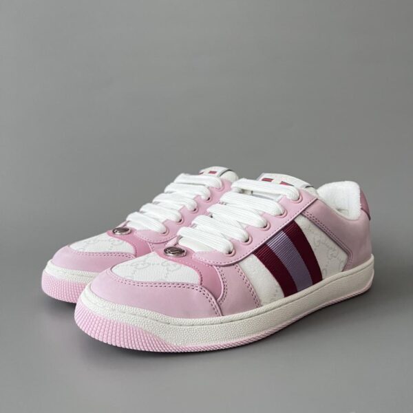 replica,schuhe,beste,kaufen,1:1,besten,seiten,Replik,turnschuhe,sneakers Gucci Screener Sneaker im Used-Look, rosa-weiß, hochwertige Damenausführung (6 MOY0)