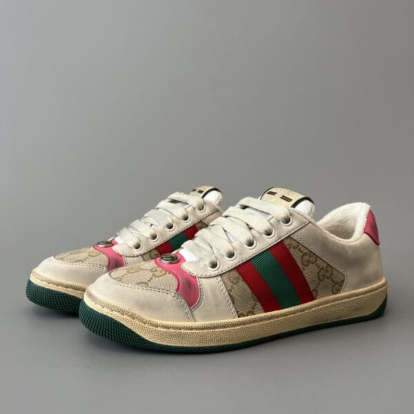 replica,schuhe,beste,kaufen,1:1,besten,seiten,Replik,turnschuhe,sneakers Gucci Screener Sneaker im Used-Look, Altrosa, hochwertige Damenausführung (VG21T)