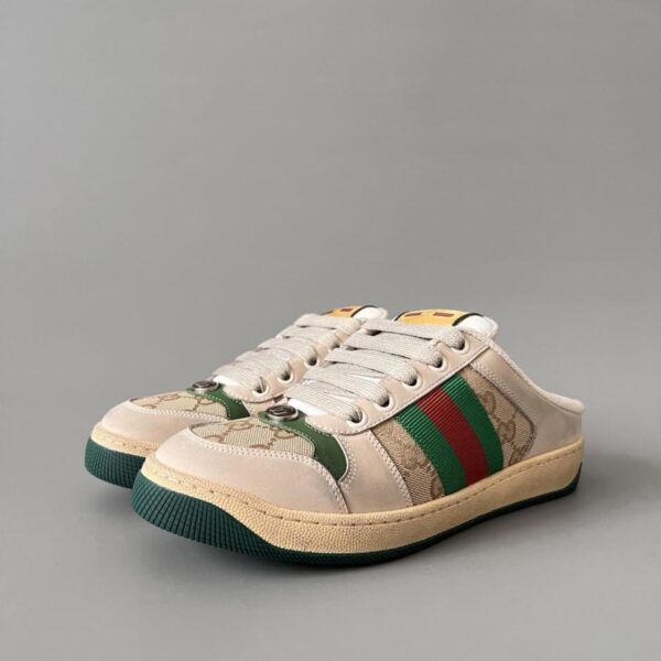 replica,schuhe,beste,kaufen,1:1,besten,seiten,Replik,turnschuhe,sneakers Gucci Screener Serie, Used-Look-Mules, Doppel-G-Grün, hochwertige Damenausführung (FOSDC)