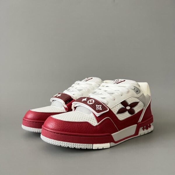 LOUIS VUITTON Trainer Leder Logo Blumen Low-Top Sneakers Herren Rot (RRAET)