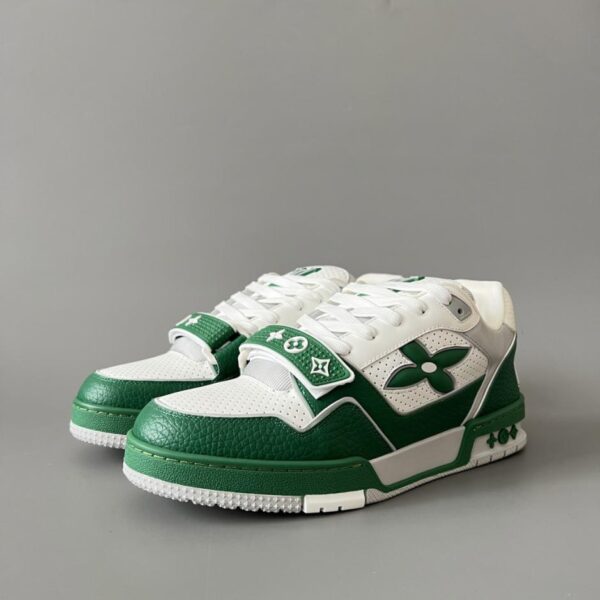 LOUIS VUITTON Trainer Leder Logo Blumen Low-Top Sneakers Herren Grün (3BIX6)