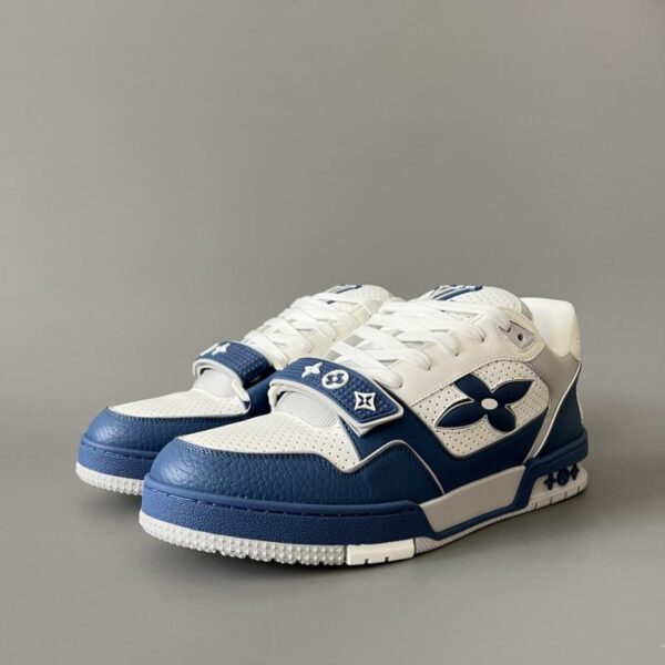 LOUIS VUITTON Trainer Leder Logo Blumen Low-Top Sneakers Herren Blau (HVSCL)