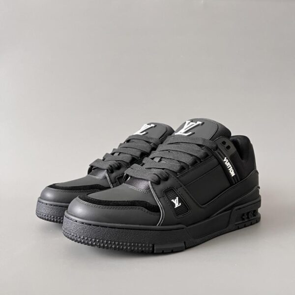 replica,schuhe,beste,kaufen,1:1,besten,seiten,Replik,turnschuhe,sneakers Louis Vuitton Trainer Low-Top Freizeitsneaker, Schwarz, Herren (IE75J)