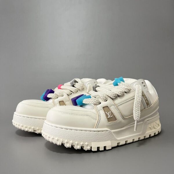 replica,schuhe,beste,kaufen,1:1,besten,seiten,Replik,turnschuhe,sneakers Louis Vuitton Trainer Maxi Low-Top Schnür-Sneaker, Weiß, Unisex (SDSSM)