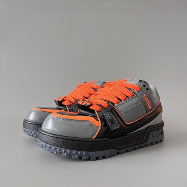 replica,schuhe,beste,kaufen,1:1,besten,seiten,Replik,turnschuhe,sneakers Louis Vuitton Trainer Maxi Low-Top Schnürsneaker, Schwarz, Grau, Orange, Unisex (6YKGQ)