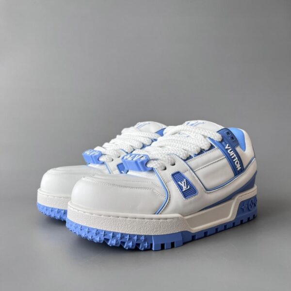 replica,schuhe,beste,kaufen,1:1,besten,seiten,Replik,turnschuhe,sneakers Louis Vuitton Trainer Maxi, Unisex-Modell in Weiß, Lila und Blau (HVSS7)