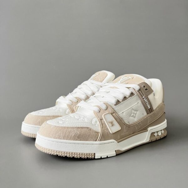 replica,schuhe,beste,kaufen,1:1,besten,seiten,Replik,turnschuhe,sneakers Louis Vuitton Trainer Low-Top Freizeit-Sneaker, Khaki Denim, Unisex (JBX9G)