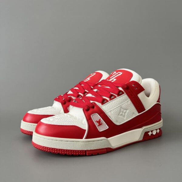 replica,schuhe,beste,kaufen,1:1,besten,seiten,Replik,turnschuhe,sneakers Louis Vuitton Trainer Low-Top-Sneaker, weiß und rot, Unisex (2FFWZ)