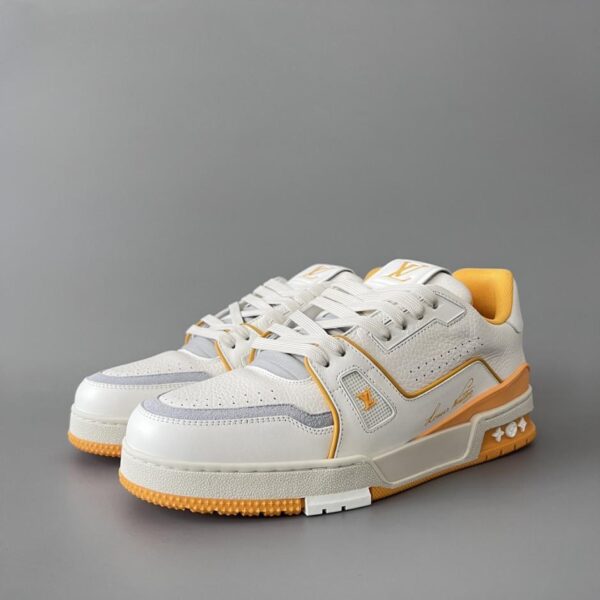 replica,schuhe,beste,kaufen,1:1,besten,seiten,Replik,turnschuhe,sneakers Louis Vuitton Trainer Low-Top-Sneaker, weiß und gelb, Unisex-Modell (L1FEU)