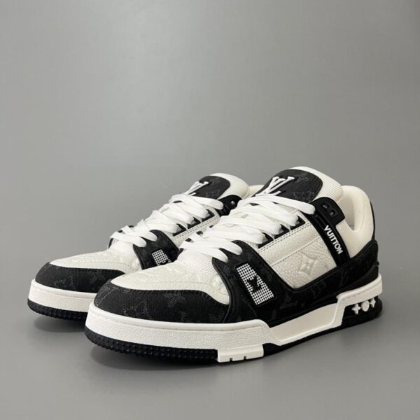 replica,schuhe,beste,kaufen,1:1,besten,seiten,Replik,turnschuhe,sneakers Louis Vuitton Trainer Low-Top Freizeit-Sneaker, Weiß/Schwarz Panda-Stil, Unisex (N50DJ)