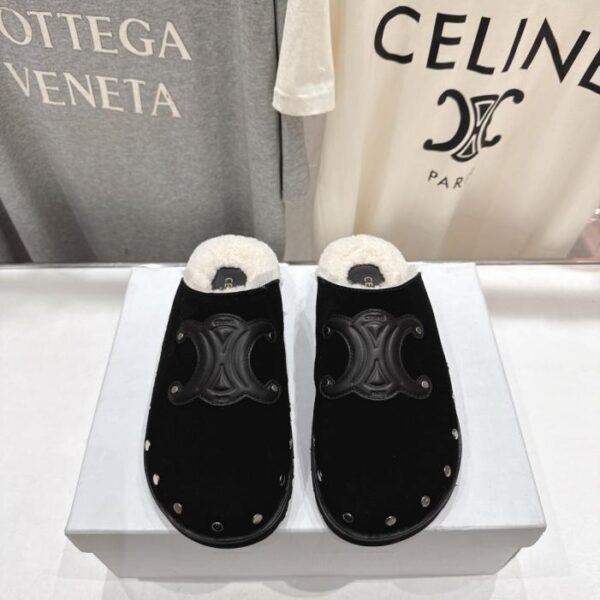 Hochwertige Celine F035 Frühjahr/Sommer neue Birkenstock Retro-Hausschuhe mit halbbedecktem Fellfutter (XSHF7)