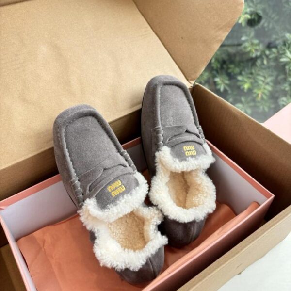 G042 MIUMIU Platform Neue Wollslipper im britischen Stil (RQZNU)