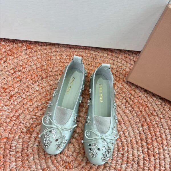 Miu Miu Mary Jane Ballerinas, Damen-Ballerinas aus Satin mit Schleifenverzierung (J8V0U)