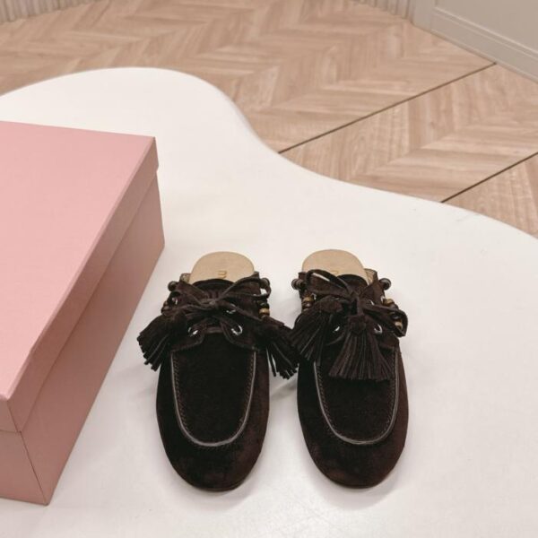 replica,schuhe,beste,kaufen,1:1,besten,seiten,Replik,turnschuhe,sneakers Miu Miu Herbst/Winter Slipper im Vintage-Stil mit Quasten und Perlen (T9BOM)