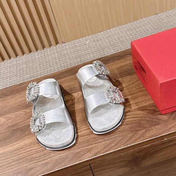 Roger Vivier RV Classic Slidey Viv' Hausschuhe mit Strassschnalle und durchgehendem Strass-Obermaterial (SGBGC)