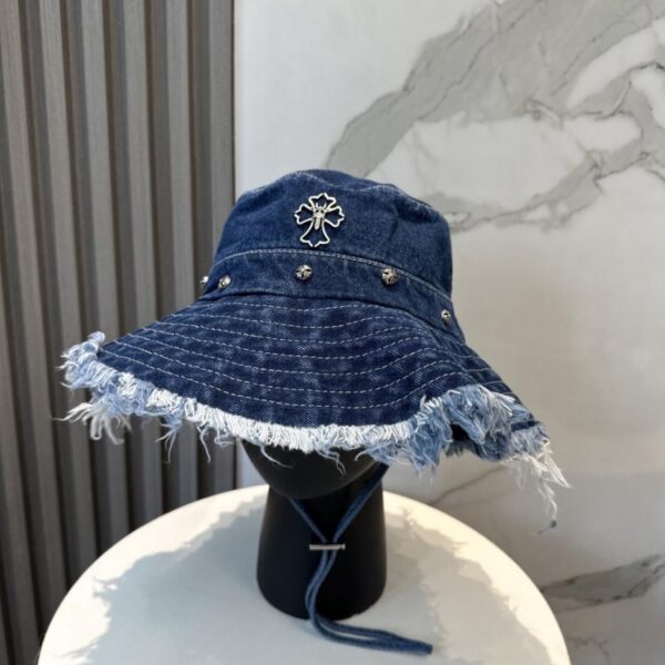 replica,schuhe,beste,kaufen,1:1,besten,seiten,Replik,turnschuhe,sneakers Chrome Hearts Neuer weicher Denim-Bucket-Hat mit Fransen (G3Y1LO)