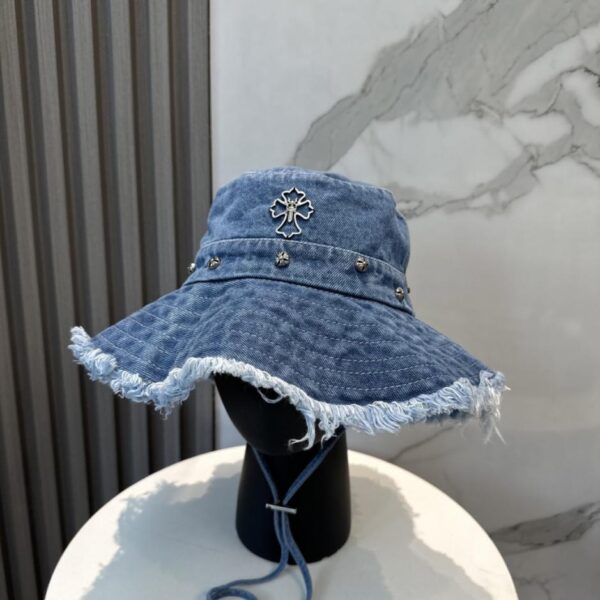 replica,schuhe,beste,kaufen,1:1,besten,seiten,Replik,turnschuhe,sneakers Chrome Hearts Neuer weicher Denim-Bucket-Hat mit ausgefransten Kanten (IO5H03)