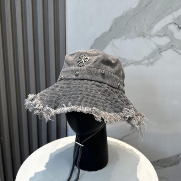 replica,schuhe,beste,kaufen,1:1,besten,seiten,Replik,turnschuhe,sneakers Chrome Hearts Neuer Soft-Denim-Bucket-Hat mit ausgefransten Kanten (S2INLT)