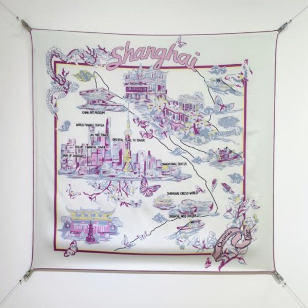 SDO253918 Momme Doppelseitiger 90x90cm Twill Seide Dior "Shanghai" (ATUODX)